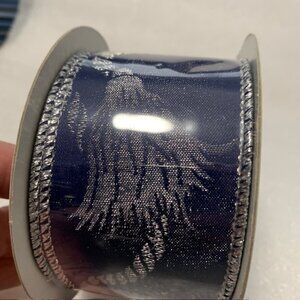 Navy with Silver Tassel Wired Ribbon 2" Wide